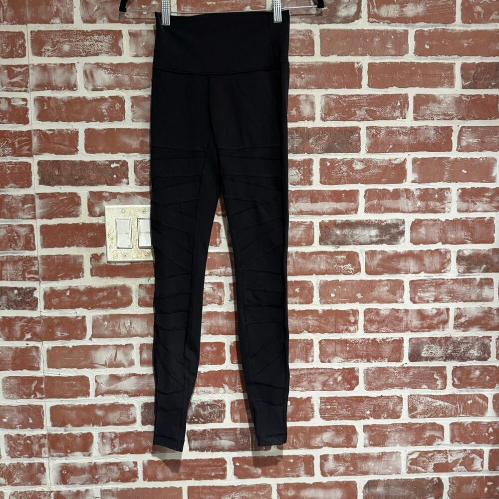 Lululemon High Times Tech Mesh Leggings Black High Rise Yoga Size 4